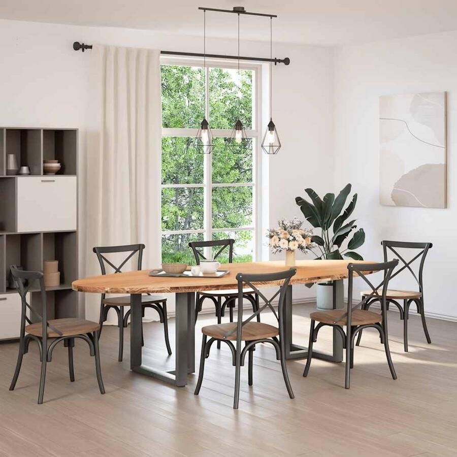 The Living Store Eettafel 280x120x74 cm ovaal massief eikenhout lichtbruin Eetkamertafel Eikenhouten Tafel Grote Tafel Oval Tafel Moderne Tafel