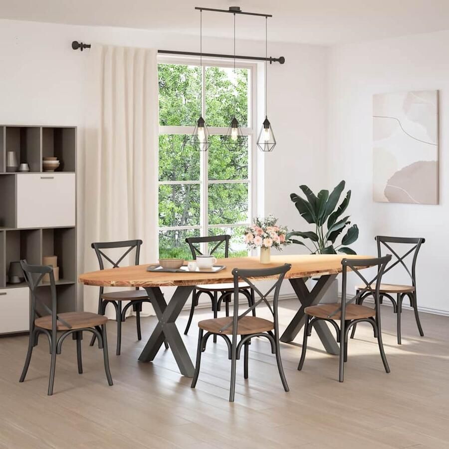 VidaXL Eettafel 280x120x74 cm ovaal massief eikenhout lichtbruin Eettafel Eettafels Eetkamertafel Keukentafel