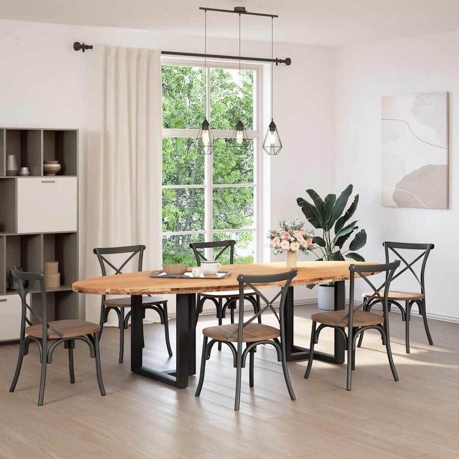 The Living Store Eettafel 280x120x74 cm ovaal massief eikenhout lichtbruin Eetkamertafel Eikenhouten Tafel Grote Eettafel Ovale Tafel Massief Eikenhout