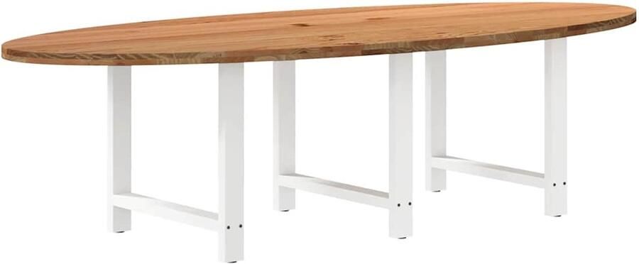 The Living Store Eettafel 280x120x74 cm ovaal massief eikenhout lichtbruin Eettafel Eetkamerstoel Houten Tafel Massief Eikenhout Oval Tafel