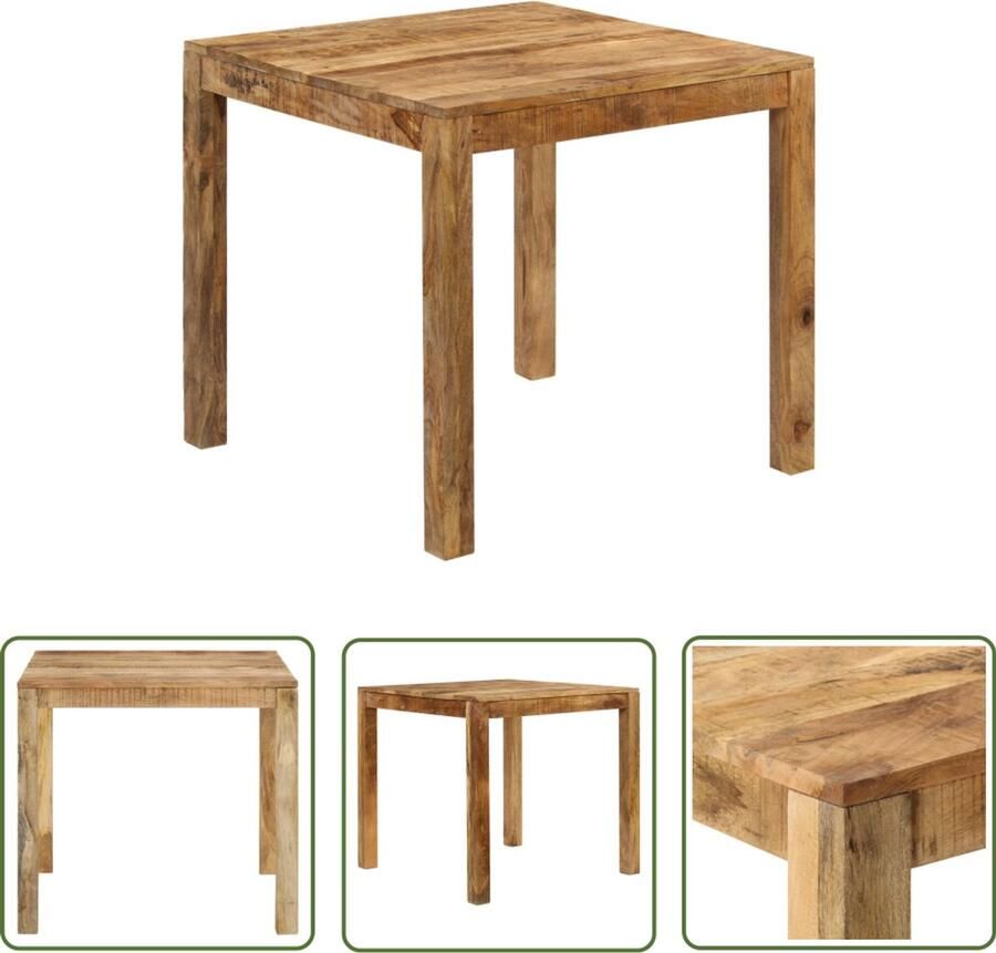 The Living Store Eettafel 82x80x76 cm massief mangohout Eetkamertafel Mango Hout Landelijke Stijl Vintage Meubilair Houten Tafel