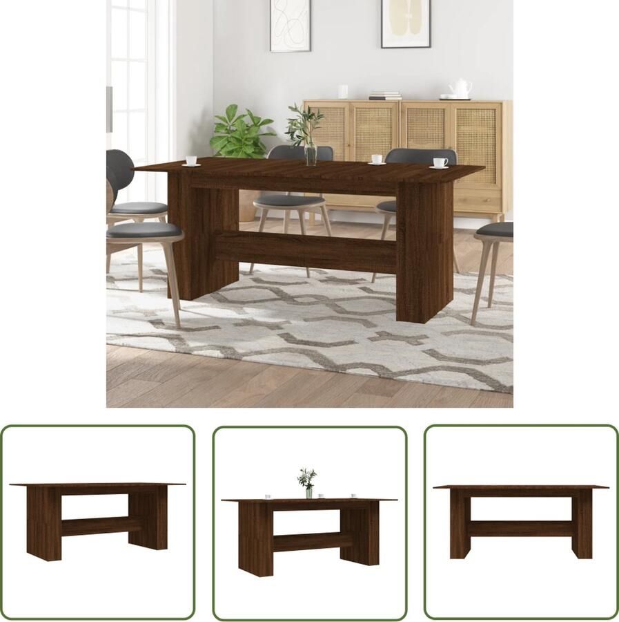 The Living Store Eettafel Bruineiken 180 x 90 x 76 cm Duurzaam materiaal Eettafel Houten Tafel Bruine Eettafel Salontafel Eetkamertafel - Foto 2