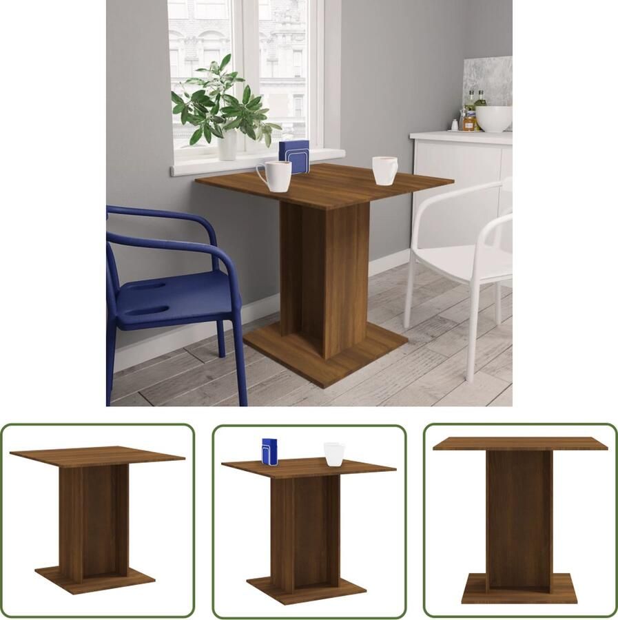 The Living Store Eettafel Bruineiken 80 x 80 x 75 cm Onderscheidende minimalistische tafel! Minimalistische Eettafel Houten Eettafel Bruine Eettafel 80x80 Eetkamertafel - Foto 2