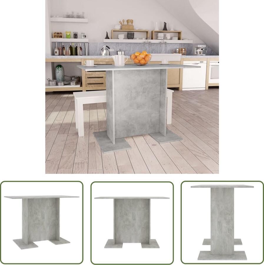 The Living Store Eettafel Eetkamertafel 110 x 60 x 75 cm betongrijs bewerkt hout Eetkamertafel Eettafel Houten Tafel Beton Grijs Modern Design - Foto 2