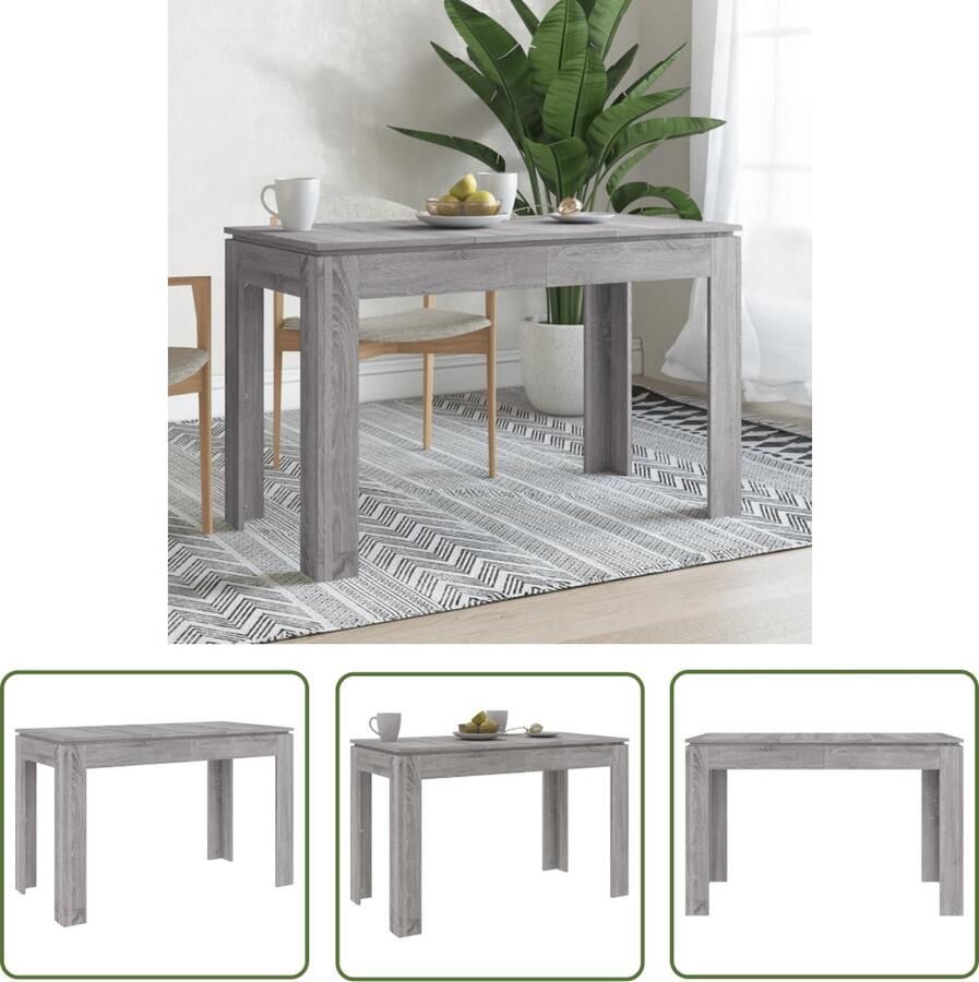 The Living Store Eettafel Grijs Sonoma Eiken 120x60x76 cm Bewerkt hout met strakke lijnen Eettafel Houten Eettafel Grijze Eettafel Moderne Eettafel Minimalistische Eettafel - Foto 3