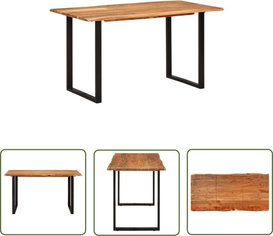 The Living Store Eettafel IndustriÃle Stijl 140x70x76 cm Acaciahout Zwart Eetkamertafel Industrieel Meubilair Acacia Houten Tafel Zwarte Metalen Poten Industriele Stijl - Foto 2