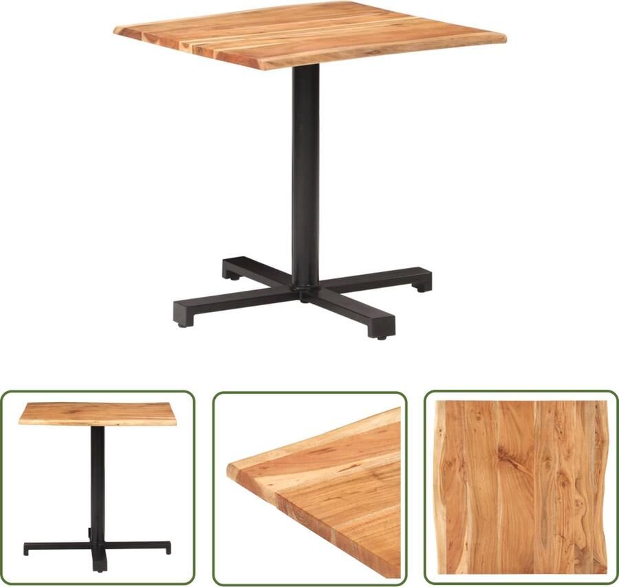The Living Store Eettafel Industriële Stijl 80 x 80 x 75 cm Natuurlijk Acaciahout - Foto 2