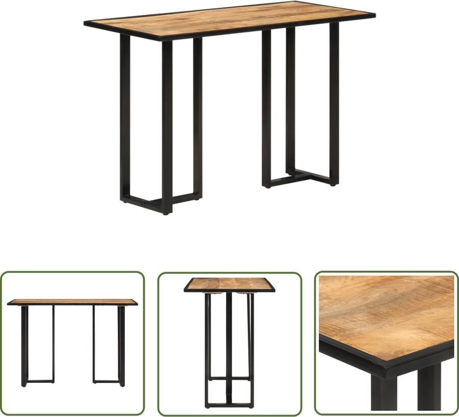 The Living Store Eettafel IndustriÃle Stijl Massief Mangohout Stabiel Frame Praktisch Tafelblad Zwarte Poten Eettafel Industrieel Houten Eettafel Mangohouten Eettafel Zwarte Eettafelpoten Salontafel - Foto 2