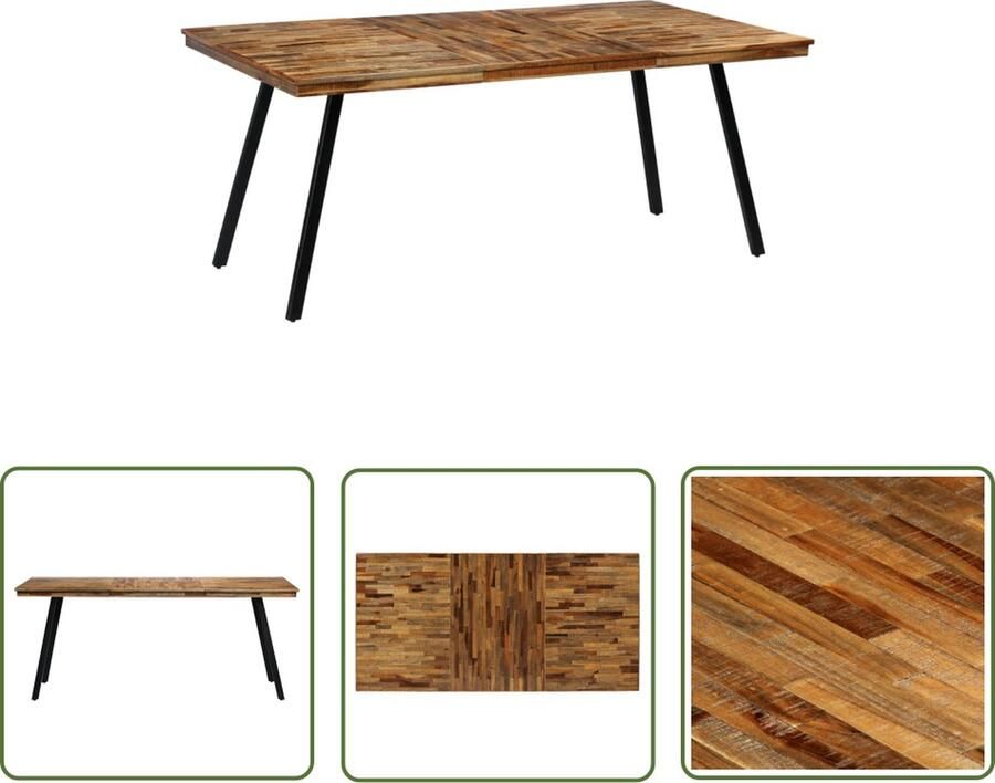 The Living Store Eettafel Industrieel 180 x 90 x 76 cm Gerecycled teakhout Eetkamertafel Industrieel Meubilair Teak Tafel Houten Tafel Vintage Tafel - Foto 2