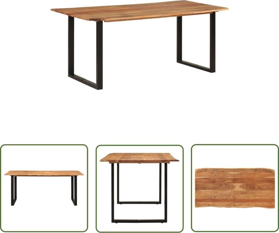 The Living Store Eettafel Industrieel 180 x 90 x 76 cm Massief Acaciahout Zwarte Poten Industriele Eettafel Houten Eettafel Acacia Eettafel Zwarte Eettafelpoten Landelijke Eettafel - Foto 2