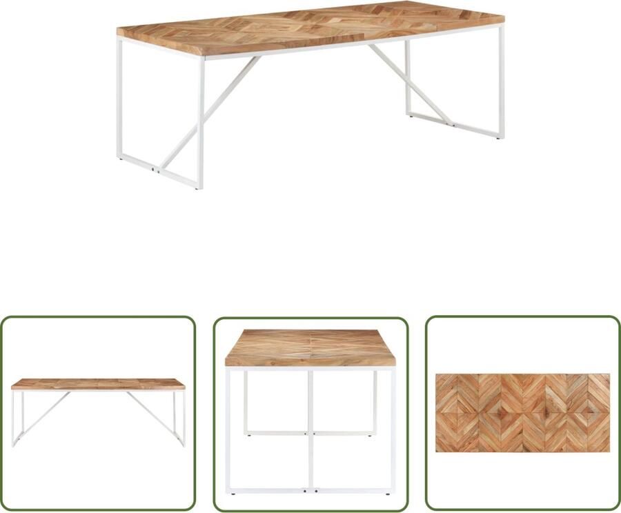 The Living Store Eettafel Industrieel Acacia Mangohout 200 x 90 x 76 cm Chevron MozaÃ¯ek