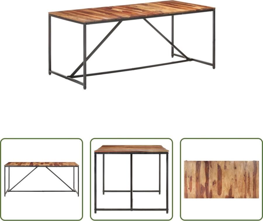 The Living Store Eettafel IndustriÃle Stijl Massief Sheeshamhout 180 x 90 x 76 cm - Foto 2