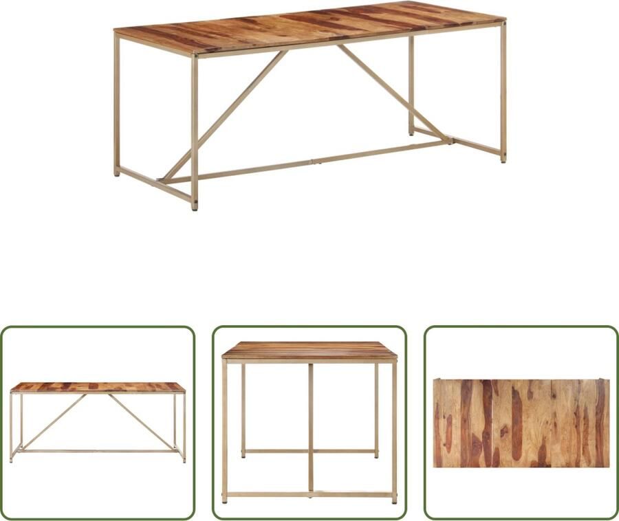 The Living Store Eettafel IndustriÃle Stijl Sheeshamhout 180x90x76cm Industriele Eettafel Eethoek Tafel Sheeshamhouten Tafel Bruine Eettafel Design Eettafel - Foto 2