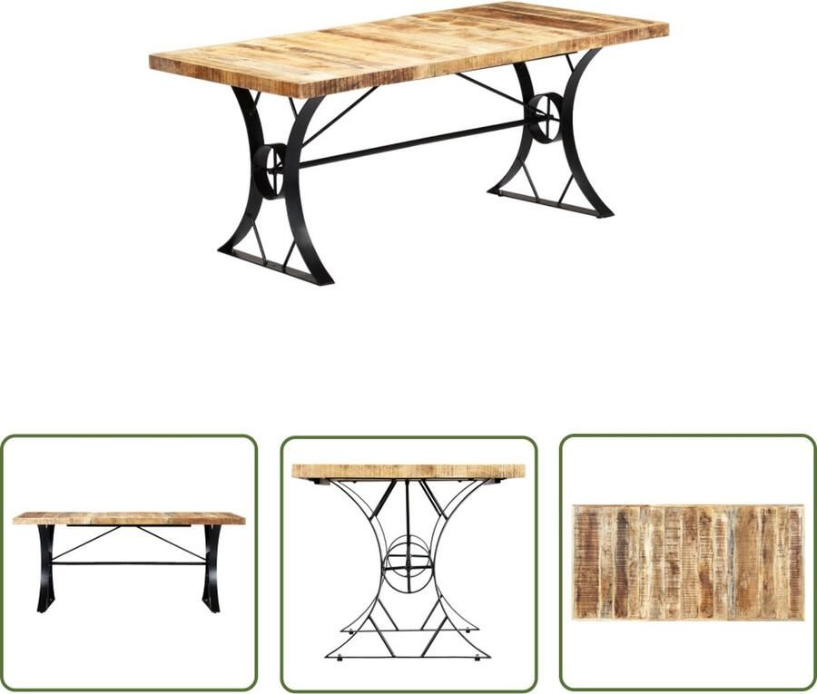The Living Store Eettafel Mango Hout Industrieel 180 x 90 x 76 cm Eetkamertafel Mango Hout Industriele Tafel Vintage Tafel Salontafel - Foto 2
