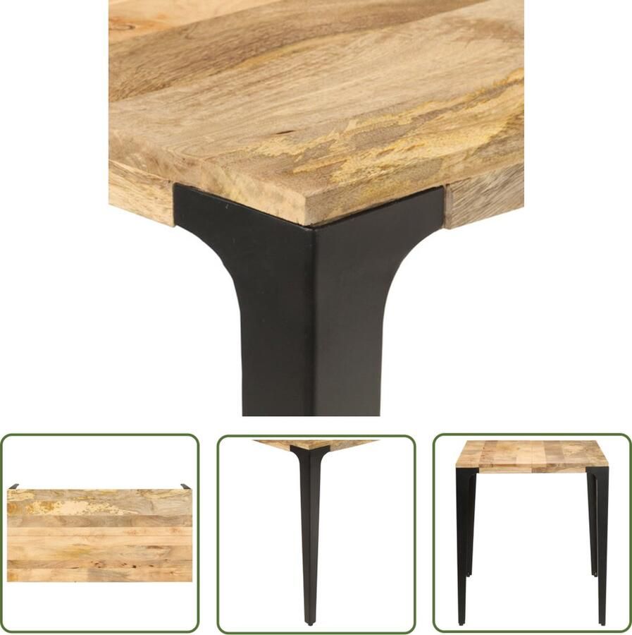 The Living Store Eettafel 140x70x76 cm massief mangohout Eettafel Mangohout Eettafel Houten Eettafel Industrieel Eettafel Salontafel - Foto 3