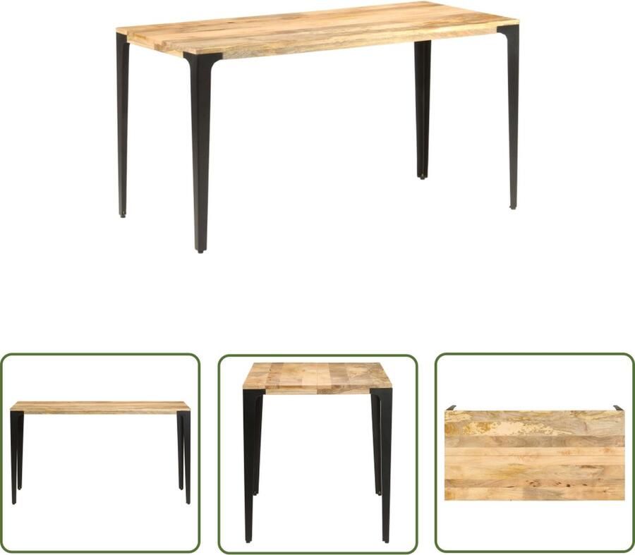 The Living Store Eettafel 140x70x76 cm massief mangohout Eettafel Mangohout Eettafel Houten Eettafel Industrieel Eettafel Salontafel