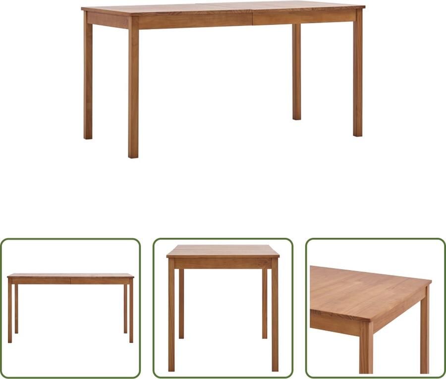The Living Store Eettafel Massief Hout 140 x 70 x 73 cm Grenenhout Honingbruin - Foto 2