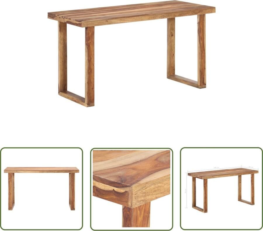 The Living Store Eettafel Massief Sheeshamhout 140 x 70 x 76 cm Rustieke charme