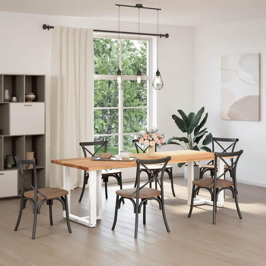 VidaXL Eettafel Rechthoekig 240x100x74 cm Eikenhout Eetkamertafel Eikenhouten Tafel Salontafel Grote Tafel Ronde Tafel