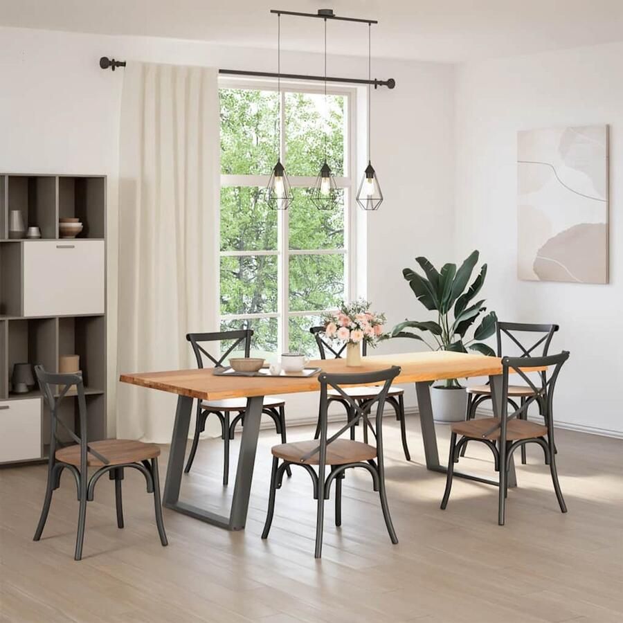 VidaXL Eettafel 240x100x74 cm Massief Eikenhout Eettafel Eettafels Eetkamertafel Keukentafel