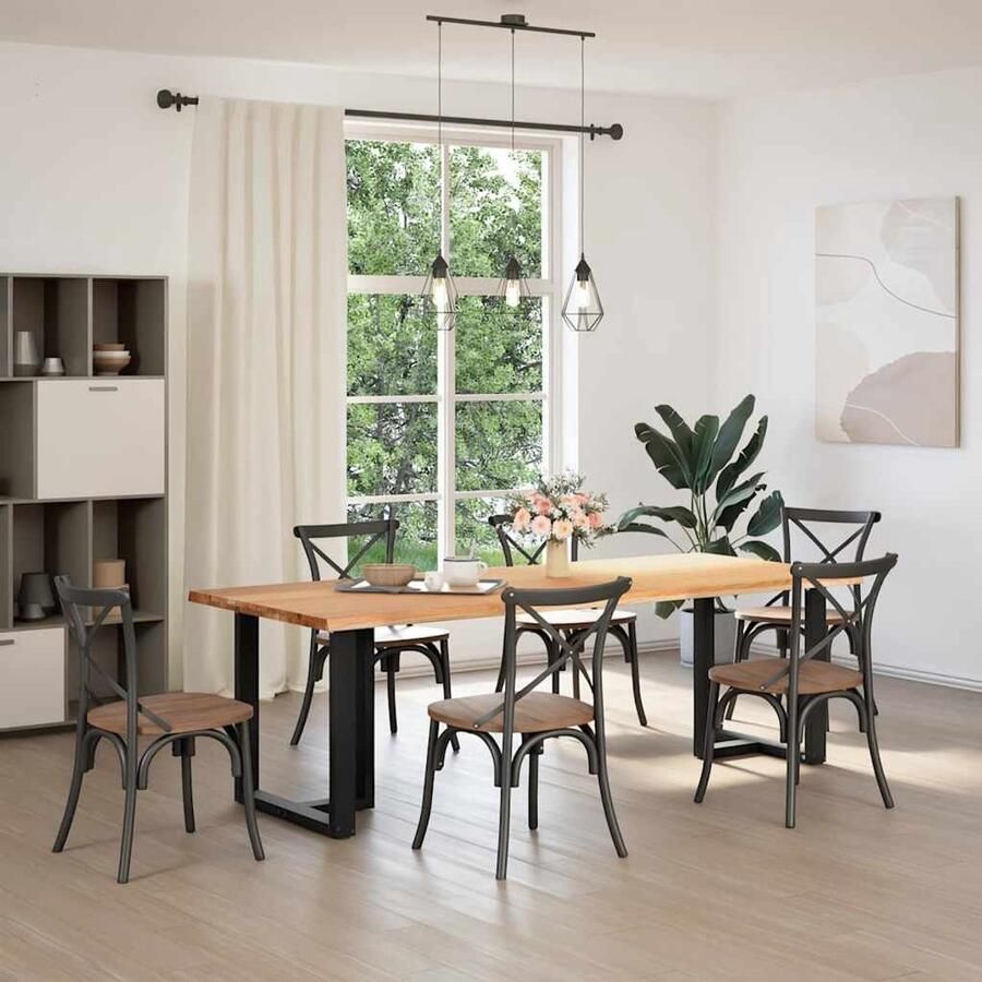 VidaXL Eettafel 240x100x74 cm Massief Eikenhout Eettafel Eettafels Eetkamertafel Keukentafel