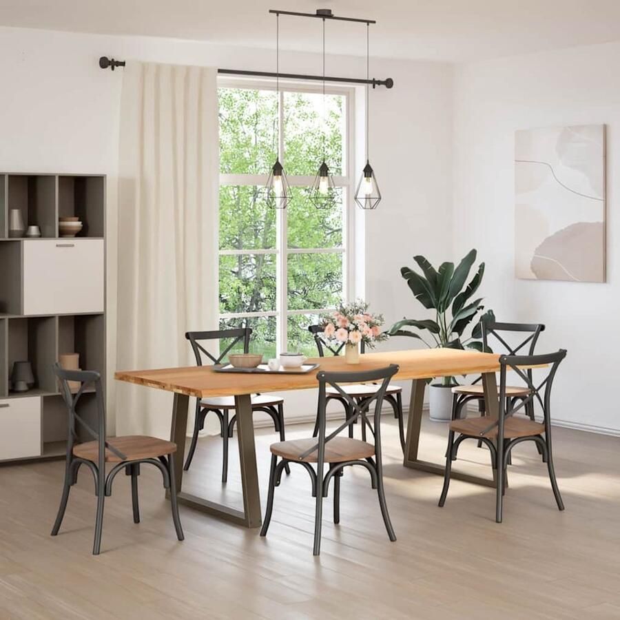 The Living Store Eettafel met natuurlijke rand 240x100x74 cm massief eikenhout Eettafels Houten Tafel Eikentafel Salontafel Diningtable