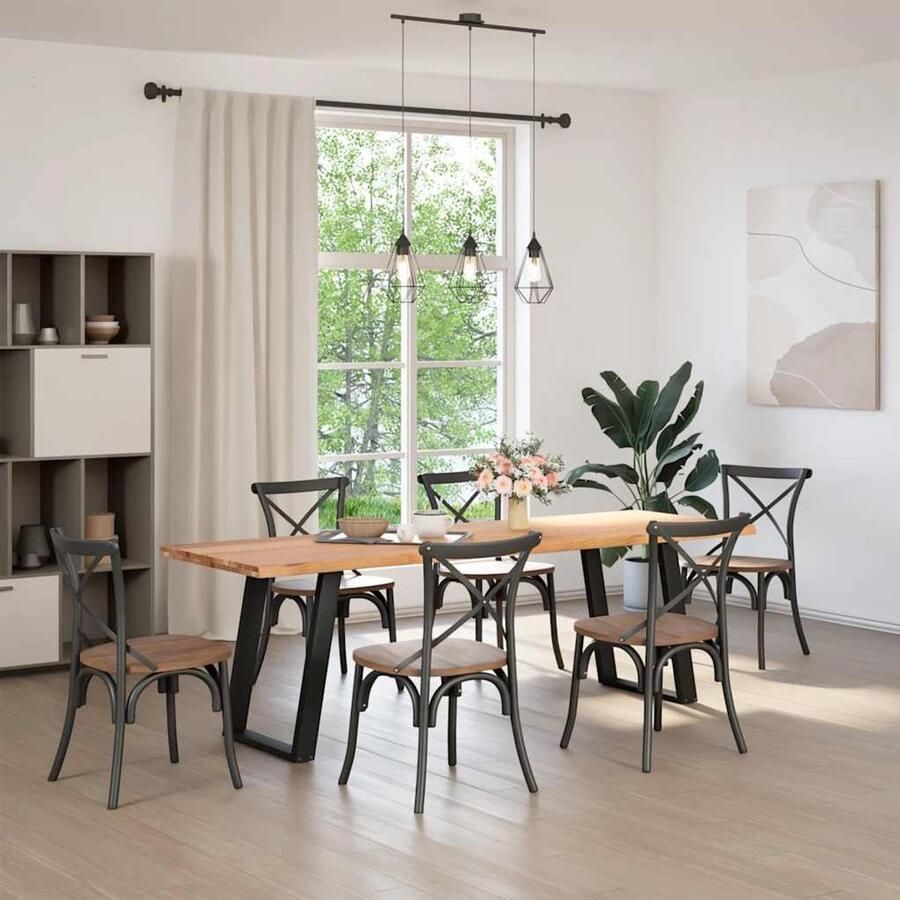 VidaXL Eettafel 240x80x74 cm Massief Eikenhout Eettafel Eettafels Eetkamertafel Keukentafel