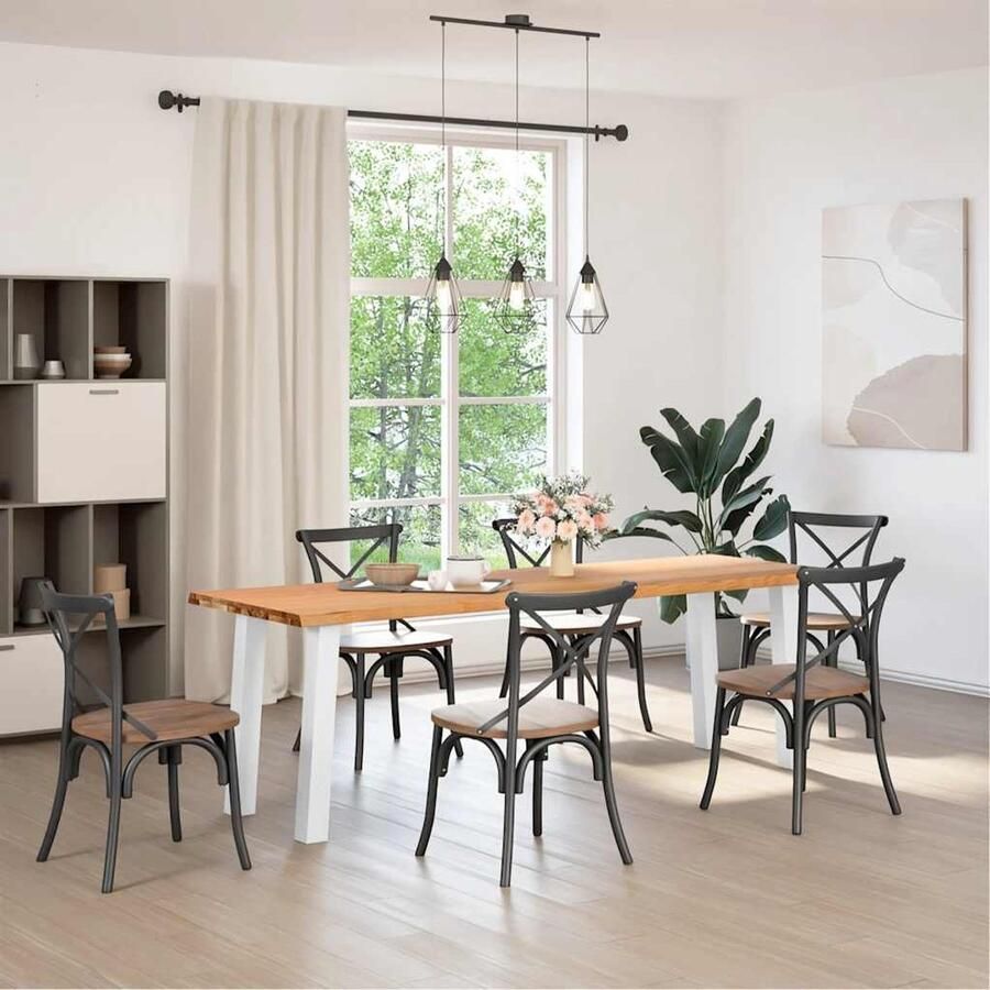 VidaXL Eettafel 240x80x74 cm Massief Eikenhout Eetkamertafel Eikenhouten Tafel Grote Tafel Ronde Tafel Salontafel