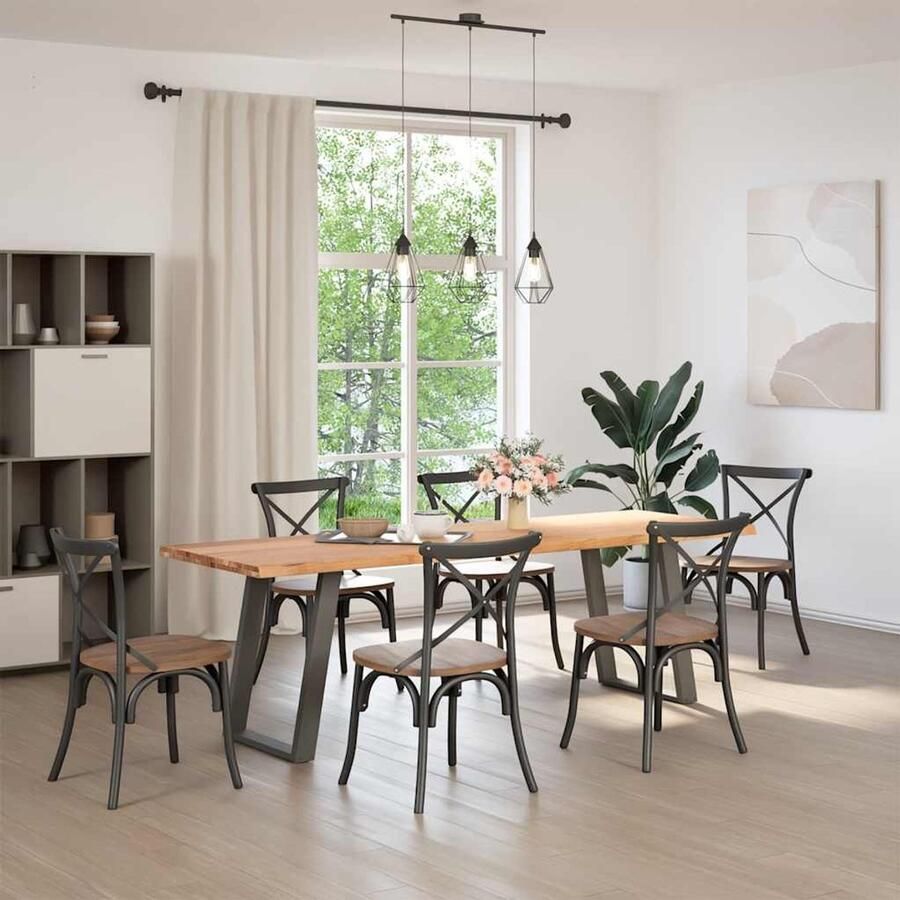 VidaXL Eettafel 240x80x74 cm Massief Eikenhout Eettafel Eetkamerstoel Salontafel Houten Tafel Massief Eikenhout