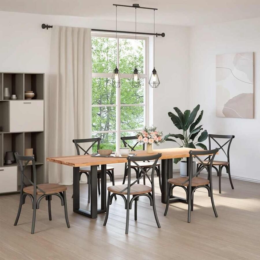 VidaXL Eettafel Eettafels Eetkamertafel Keukentafel Eettafel met natuurlijke rand 240x80x74 cm massief eikenhout