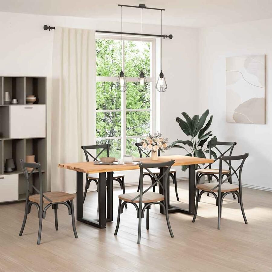 VidaXL Eettafel Massief Eikenhout Natuurlijke Rand Eetkamertafel Eikenhouten Tafel Houten Tafel Salontafel Grote Tafel