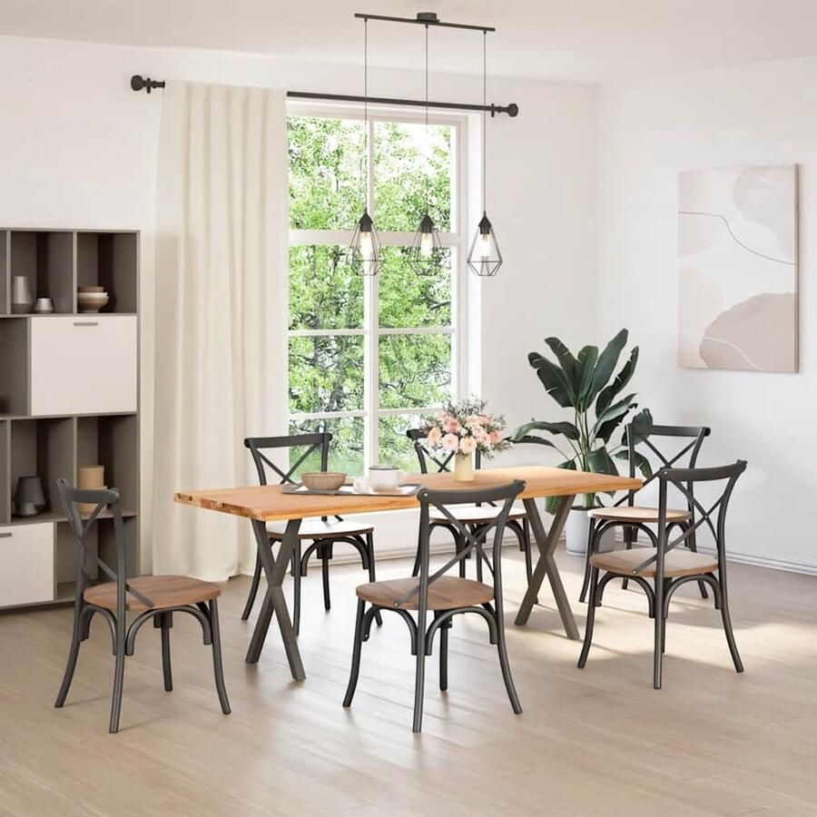 VidaXL Eettafel Massief Eikenhout Natuurlijke Rand Eettafel Eettafels Eetkamertafel Keukentafel