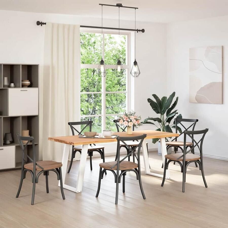 The Living Store Eettafel met natuurlijke rand massief eikenhout rechthoekig Eetkamertafel Houten Tafel Oak Wood Tafel Salontafel Grote Tafel