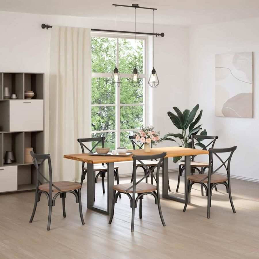 The Living Store Eettafel met natuurlijke rand massief eikenhout rechthoekig Eettafel Houten Tafel Eikentafel Salontafel Diningtable