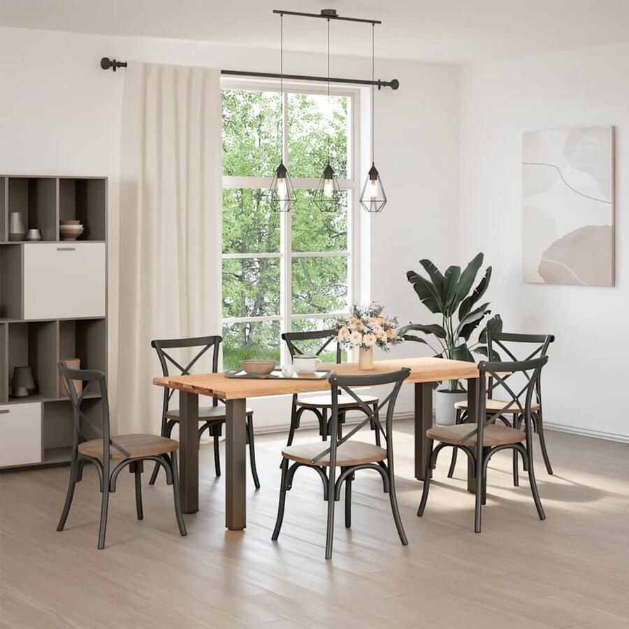 The Living Store Eettafel met natuurlijke rand massief eikenhout rechthoekig Eettafel Houten Eettafel Eikentafel Salontafel Diningtable