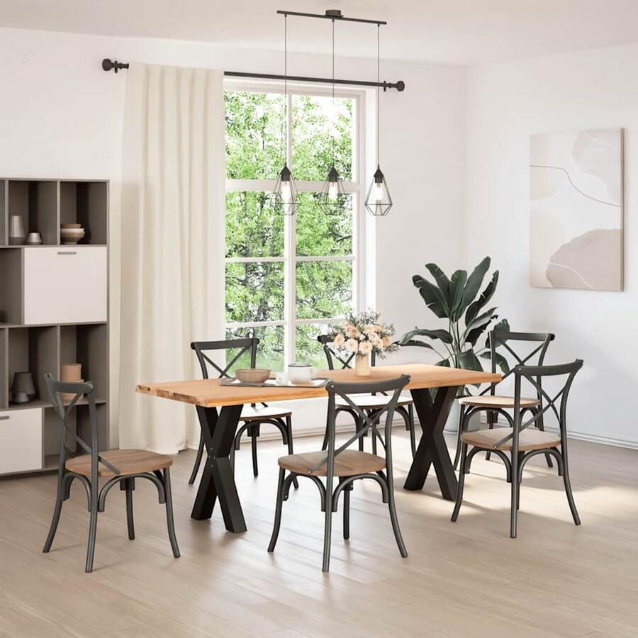 VidaXL Eettafel Massief Eikenhout Natuurlijke Rand Eettafel Eettafels Eetkamertafel Keukentafel