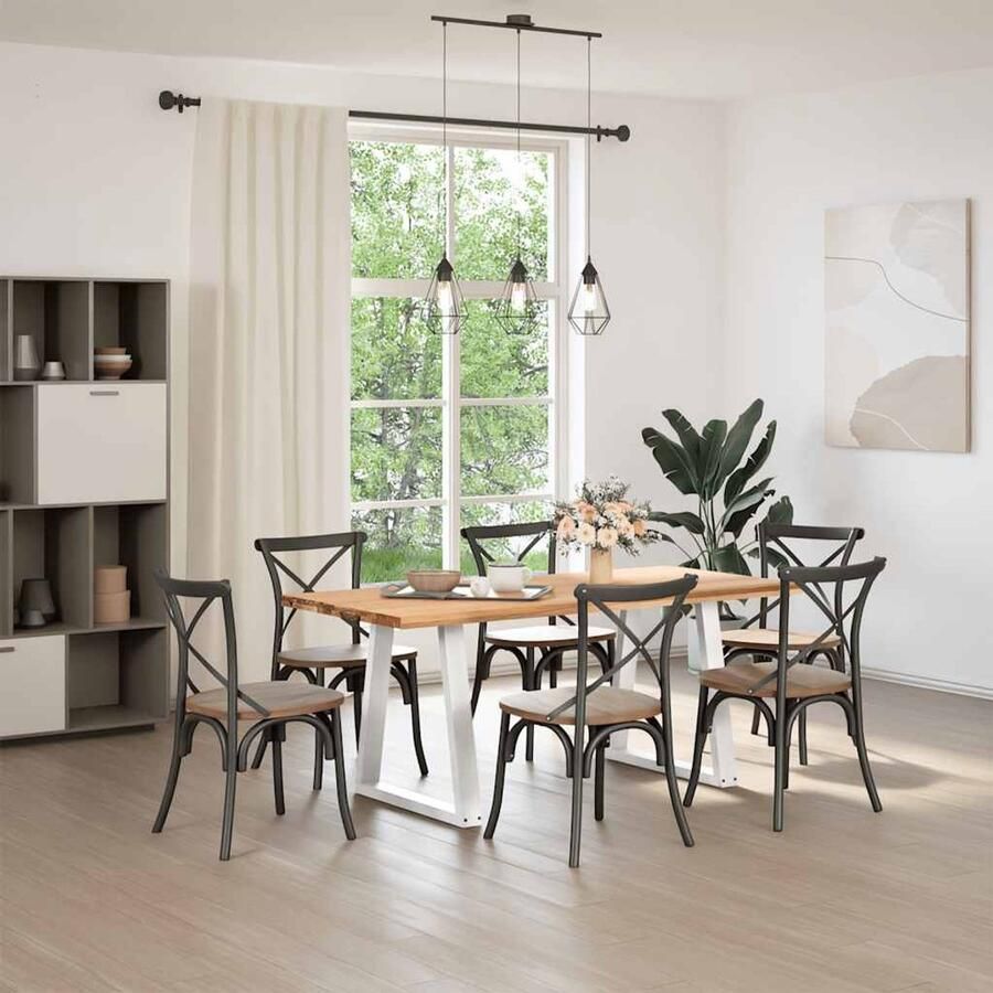 VidaXL Eettafel 180x80x74 cm Massief Eikenhout Eetkamertafel Eikenhouten Tafel Salontafel Grote Tafel Massief Eikenhout Industriële Tafel Moderne Tafel Landelijke Tafel Diningtable