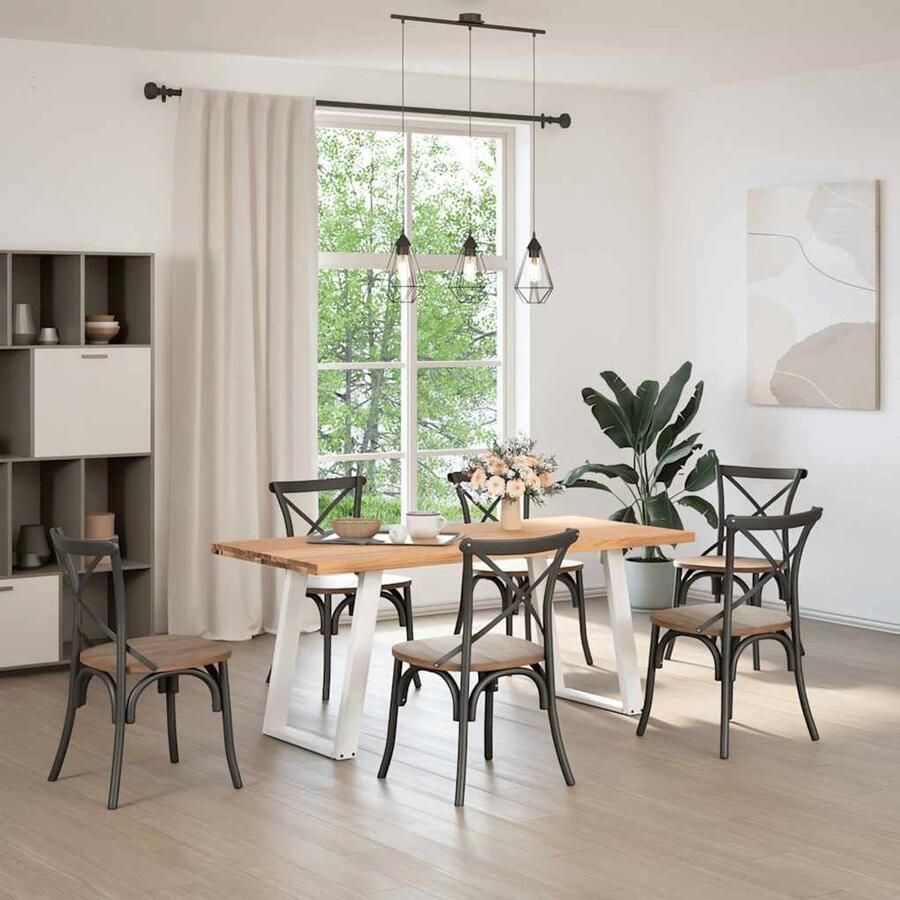 VidaXL Eettafel Massief Eikenhout 180x80x74 cm Eetkamertafel Eikenhouten Tafel Rechte Eettafel Grote Eettafel Salontafel