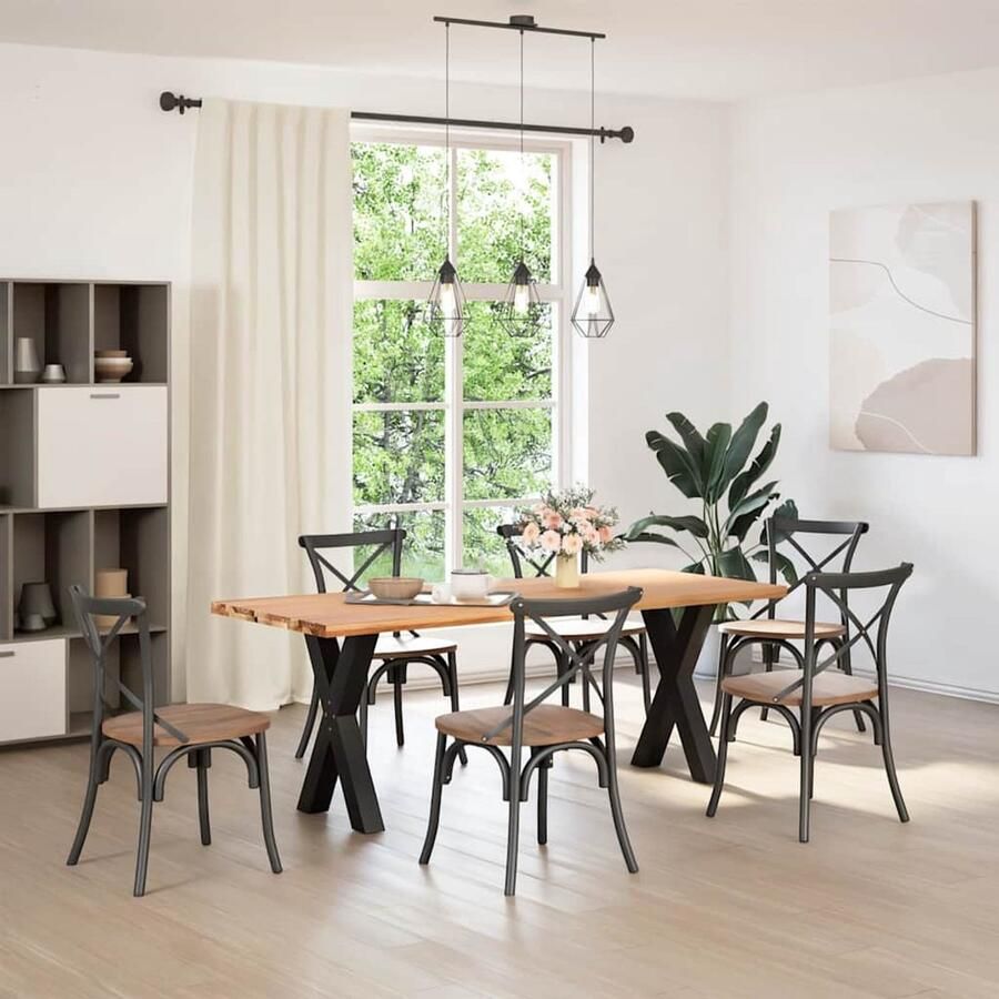 VidaXL Eettafel rechthoekig 200x80x74 cm massief eikenhout lichtbruin Eettafel Eettafels Eetkamertafel Keukentafel