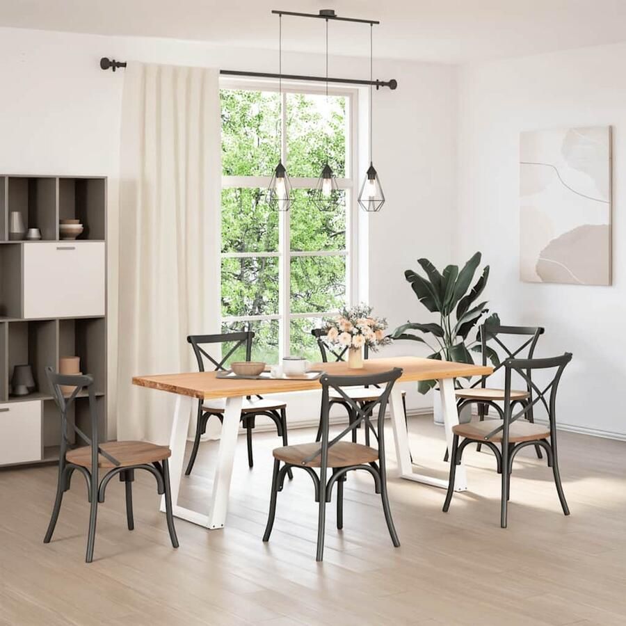 The Living Store Eettafel rechthoekig 200x80x74 cm massief eikenhout lichtbruin Eetkamertafel Eikenhouten Tafel Grote Tafel Solide Tafel Massief Eikenhout