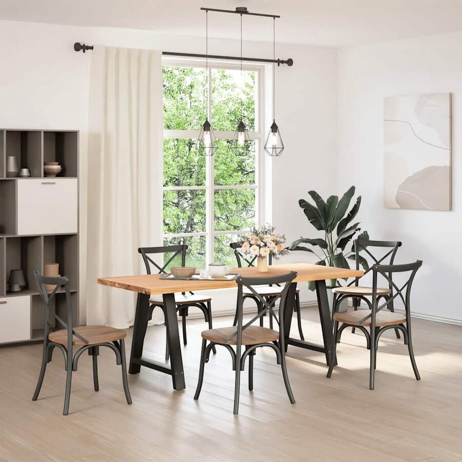 VidaXL Eettafel Massief Eikenhout 200x80x74 cm Eetkamertafel Eikenhouten Tafel Rechte Tafel Grote Tafel Salontafel