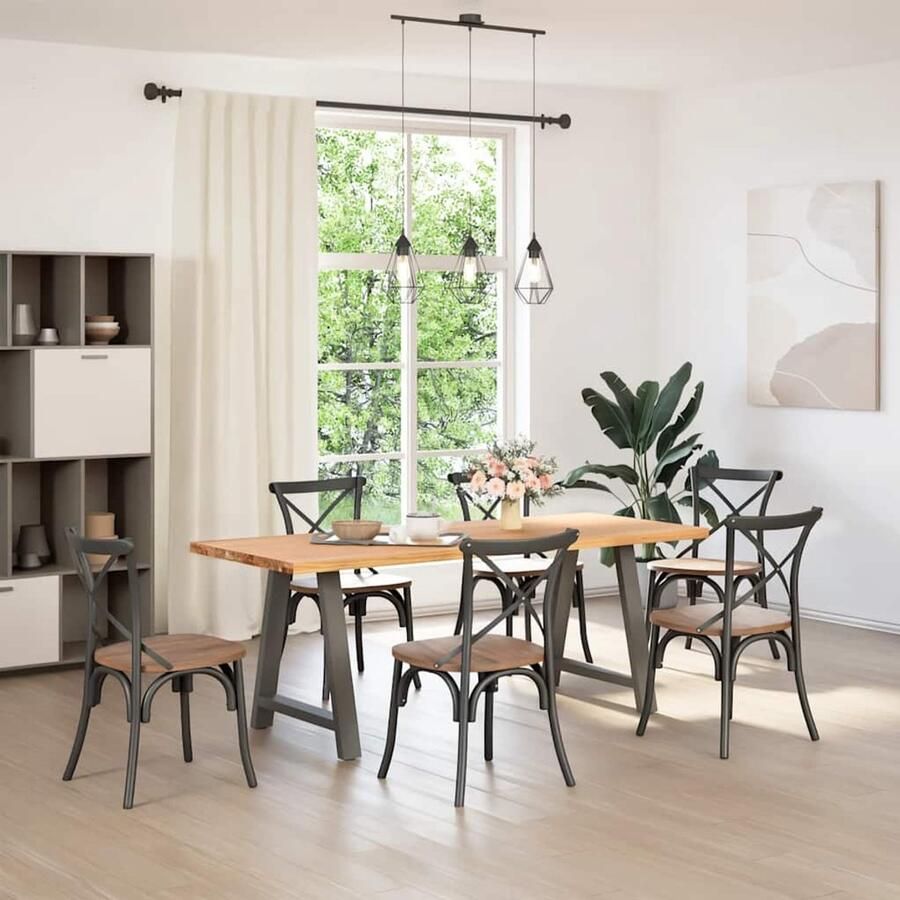 VidaXL Eettafel rechthoekig 200x80x74 cm massief eikenhout lichtbruin Eettafel Eettafels Eetkamertafel Keukentafel