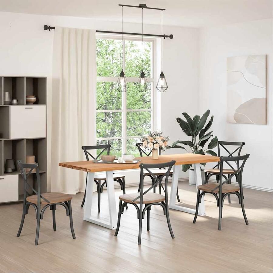 VidaXL Eettafel 220x80x74 cm Massief Eikenhout Eettafel Eettafels Eetkamertafel Keukentafel