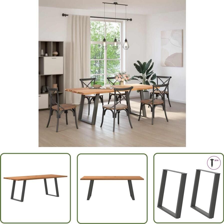 The Living Store Eettafel rechthoekig 220x90x74 cm massief eikenhout lichtbruin Eetkamertafel Eikenhouten Tafel Grote Eettafel Solide Tafel Design Tafel - Foto 2