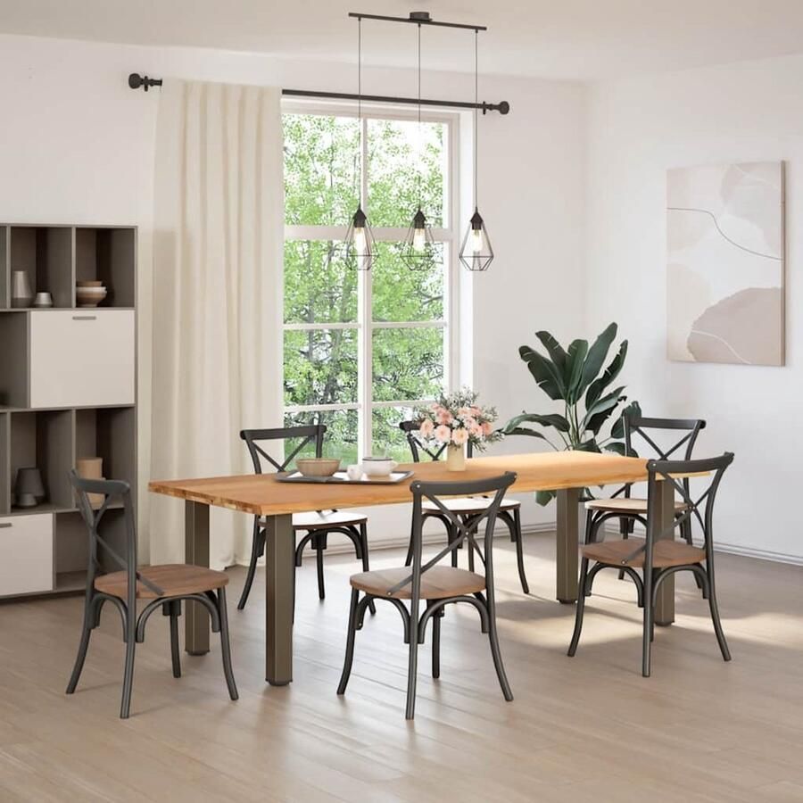 VidaXL Eettafel Rechthoekig 240x100 cm Massief Eiken Eetkamertafel Eikenhouten Tafel Grote Eettafel Salontafel Diningtable Massief Eikenhout Landelijke Tafel Industriële Tafel