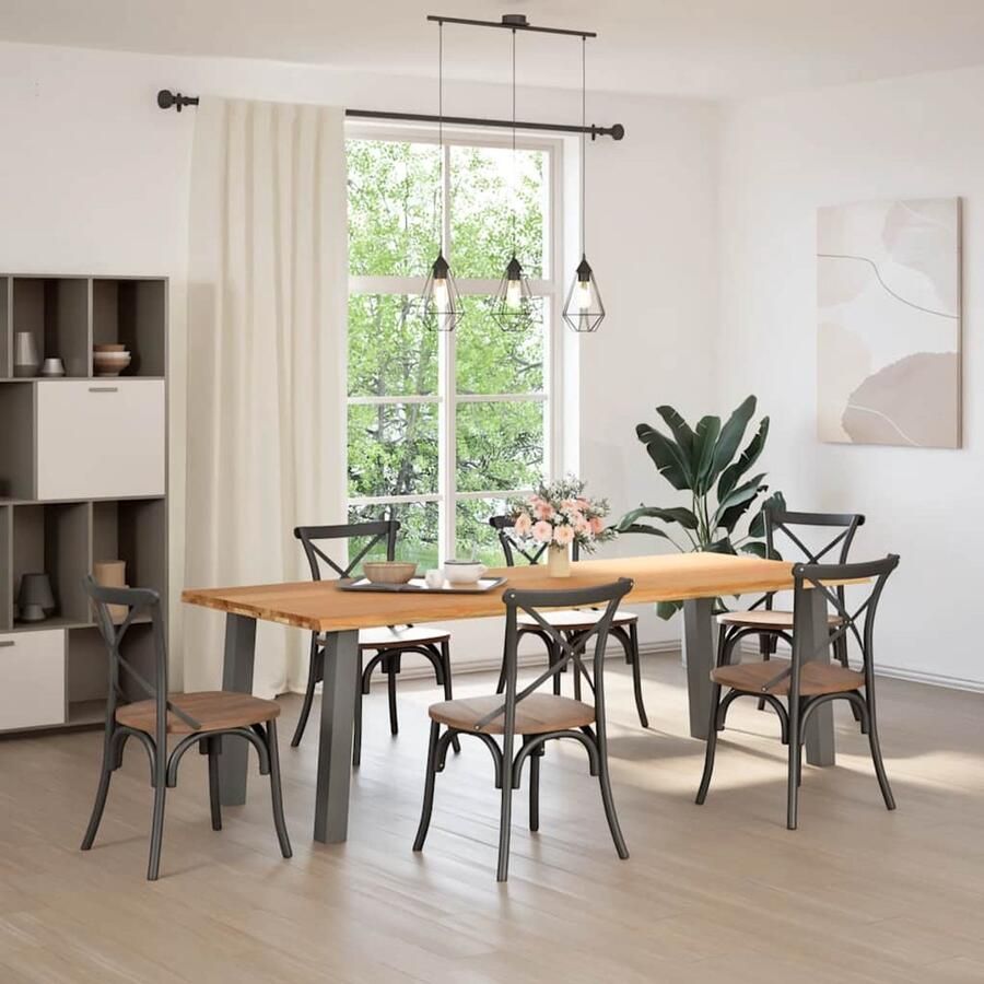 VidaXL Eettafel Rechthoekig 240x100x74 cm Eikenhout Eetkamertafel Eikenhouten Tafel Grote Tafel Rechte Tafel Moderne Tafel