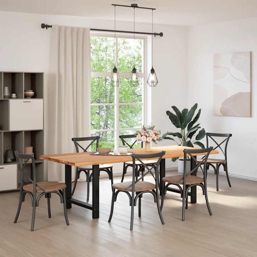 The Living Store Eettafel rechthoekig 240x100x74 cm massief eikenhout lichtbruin Eettafel Houten Eettafel Eikentafel Salontafel Diningtable