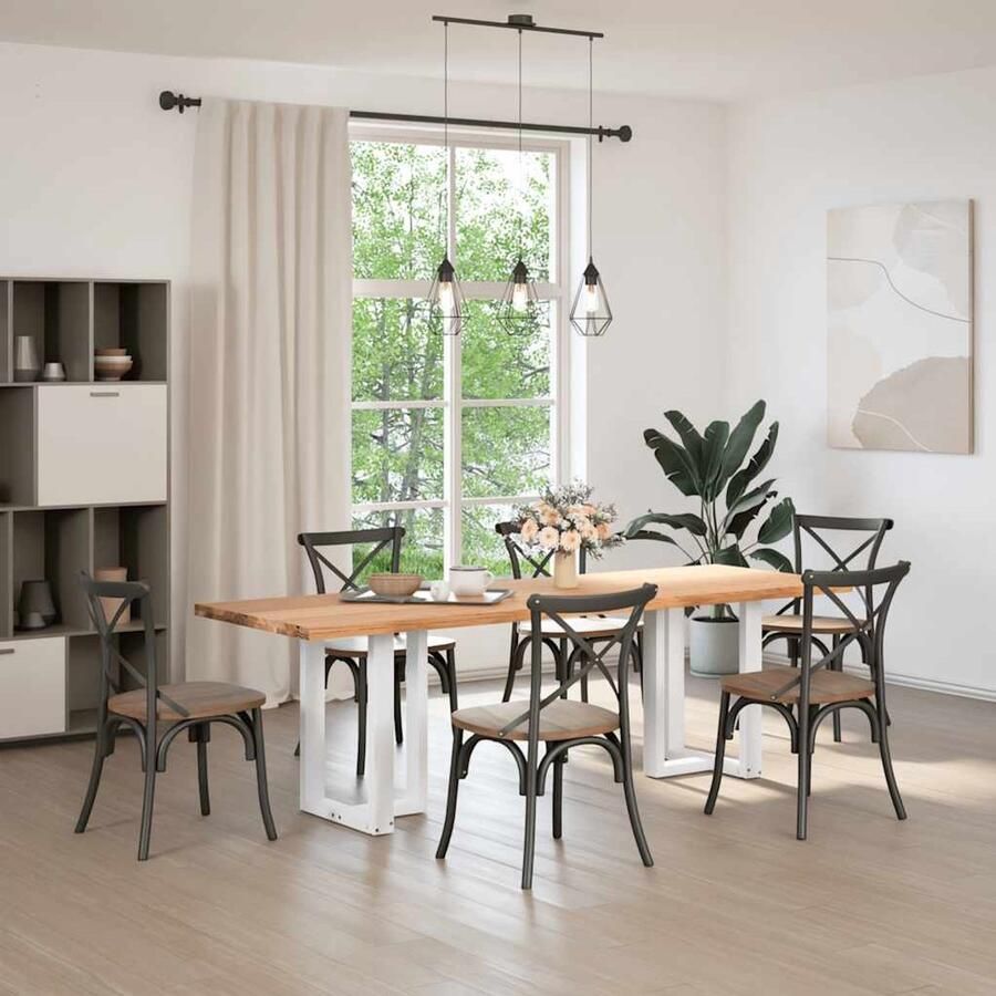 The Living Store Eettafel rechthoekig 240x80x74 cm massief eikenhout lichtbruin Eettafel Eetkamertafel Houten Tafel Eikenhouten Tafel Grote Tafel