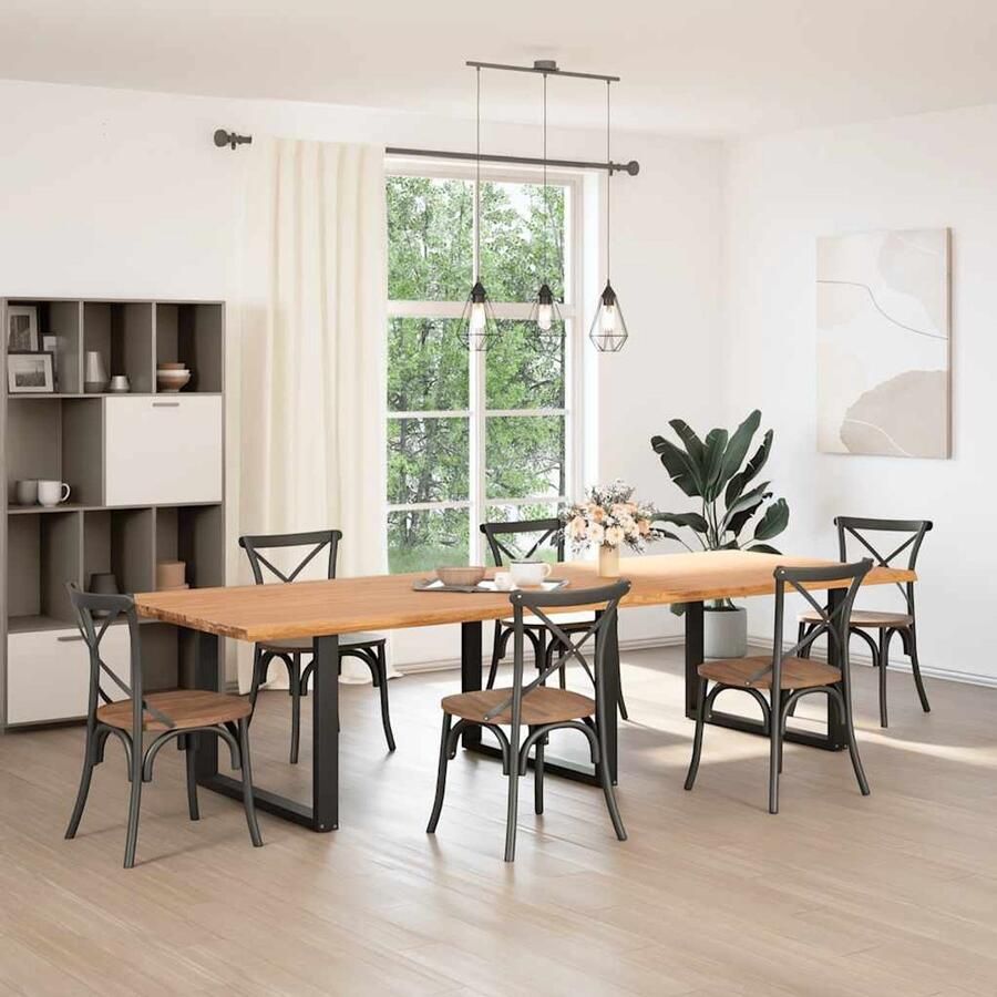 The Living Store Eettafel rechthoekig 320x120x74 cm massief eikenhout lichtbruin Eetkamertafel Houten Tafel Oak Wood Tafel Grote Eetkamertafel Massief Eiken Tafel