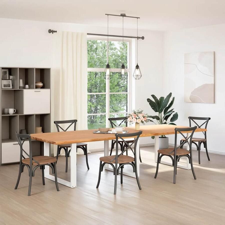 The Living Store Eettafel rechthoekig 320x120x74 cm massief eikenhout lichtbruin Eetkamertafel Eikenhouten Tafel Lange Tafel Grote Tafel Salontafel